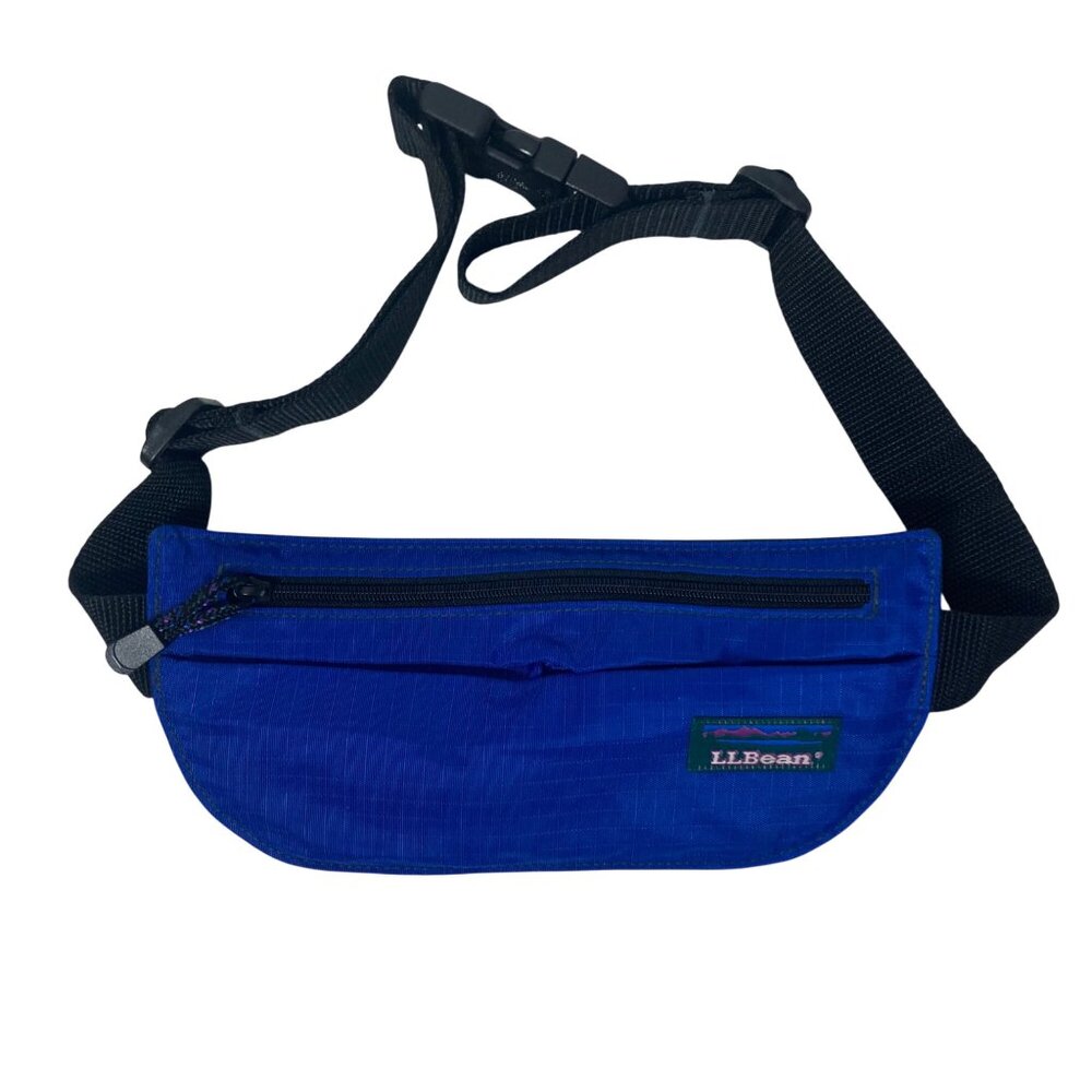 Vintage LL Bean Blue Nylon Fanny Pack Bum Bag Adjustable Strap Zippered Pocket